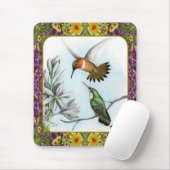 Tapis De Souris Colibris et Fleurs #2 (Avec souris)