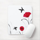 Tapis De Souris Colibris et fleurs de pavots (Avec souris)