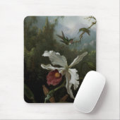 Tapis De Souris Colibris et Orchidée blanche de Martin J. Heade (Avec souris)