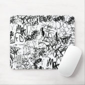 Tapis De Souris Collage Abstrait de graffiti noir et blanc (Avec souris)