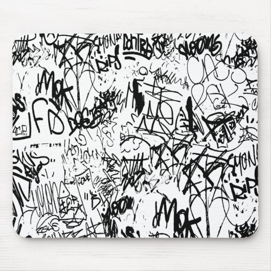 Tapis De Souris Collage Abstrait de graffiti noir et blanc (Devant)