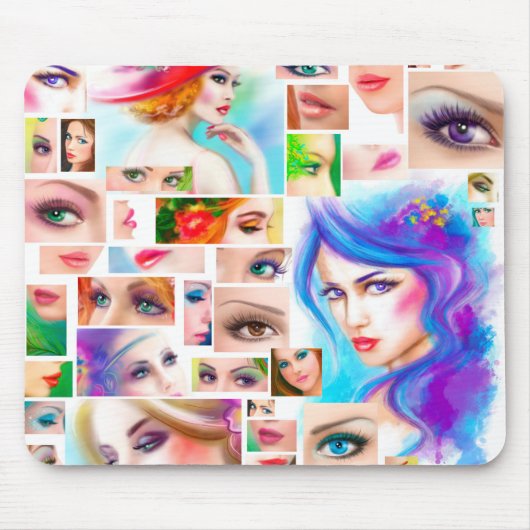 Tapis De Souris Collage abstrait des femmes (Devant)