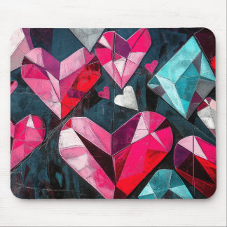 Tapis De Souris Collage cardiaque kaléidoscopique