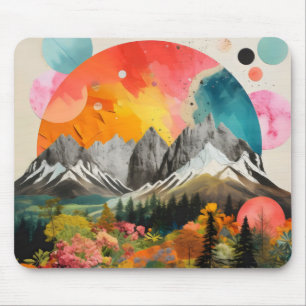 Tapis De Souris Collage coloré des montagnes