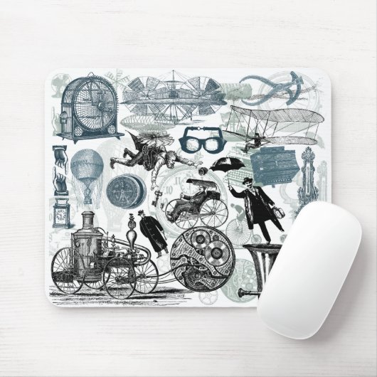 Tapis De Souris Collage Colorized de Steampunk (Avec souris)