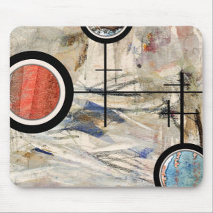 Tapis De Souris collage d'art abstrait, médias mélangés et