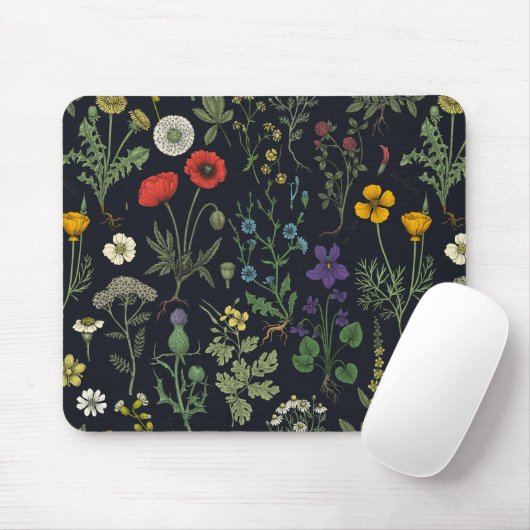 Tapis De Souris Collage de fleurs sauvages (Avec souris)