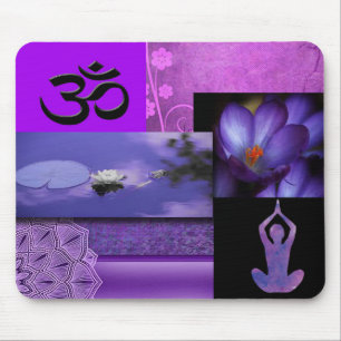 Tapis De Souris Collage de méditation Purple Lotus & Crown Chakra