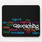 Tapis De Souris Collage de mot de Geocaching (Devant)