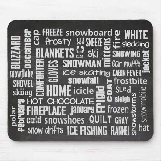 Tapis De Souris Collage de mots d'hiver (Devant)