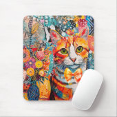 Tapis De Souris Collage de papier mixte chat (Avec souris)
