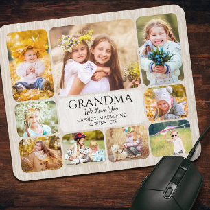 Tapis De Souris Collage de photos Grand-mère Petits-enfants
