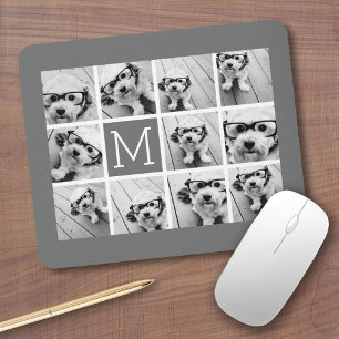 Tapis De Souris Collage de photos Instagram personnalisé monogramm