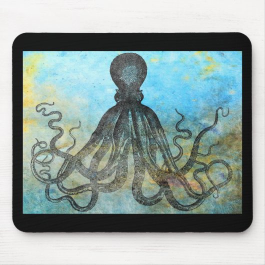 Tapis De Souris Collage de pieuvre vintage (Devant)