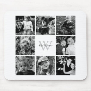 Tapis De Souris Collage et monogramme de photo de famille