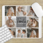 Tapis De Souris Collage familial photo et cadeau gris personnalisé<br><div class="desc">Créez un collage familial magnifique et personnalisé avec huit photos, accompagné d'un nom de famille personnalisé en gris. Ce cadeau unique et réfléchi est parfait pour commémorer des moments spéciaux et célébrer l'amour et le lien au sein d'une famille. Le collage présente huit photos soigneusement sélectionnées que vous pouvez fournir,...</div>