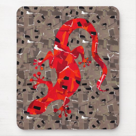 Tapis De Souris Collage Lézard Rouge (Devant)