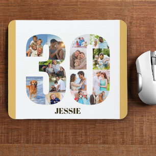 Tapis De Souris Collage photo 30e anniversaire Numéro 30 Personnal