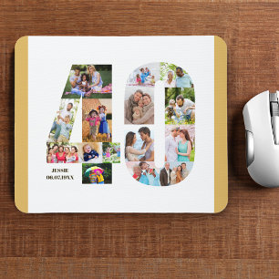 Tapis De Souris Collage photo 40e anniversaire Numéro 40 Personnal