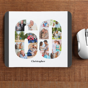 Tapis De Souris Collage photo 60e anniversaire Numéro 60 Personnal