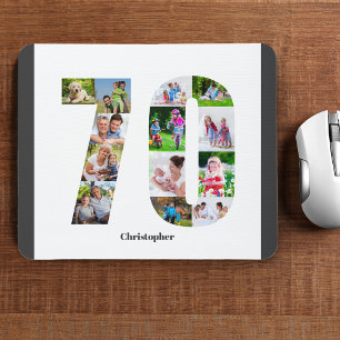 Tapis De Souris Collage photo 70e anniversaire Numéro 70 Personnal