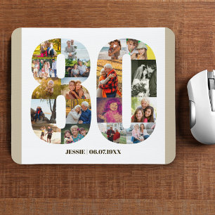 Tapis De Souris Collage photo 80e anniversaire Numéro 80 personnal