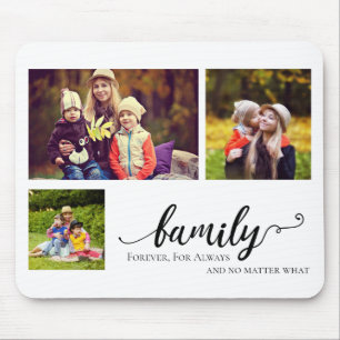 Tapis De Souris Collage photo de 3 Forever Family avec une citatio