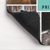 Tapis De Souris Collage photo et monogramme de chien mât turquoise (Coin)