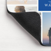Tapis De Souris Collage photo famille simple & Monogramme bleu (Coin)