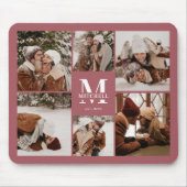 Tapis De Souris Collage photo moderne Monogramme personnalisé rose (Devant)