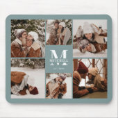 Tapis De Souris Collage photo moderne Monogramme personnalisé Vert (Devant)