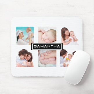 Tapis De Souris Collage photo personnalisé 6 photo blanc personnal