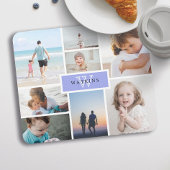 Tapis De Souris Collage photo simple et monogramme violet