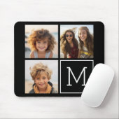 Tapis De Souris Collage photo tendance noir et blanc avec Monogram (Avec souris)
