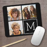 Tapis De Souris Collage photo tendance noir et blanc avec Monogram<br><div class="desc">Utilisez 3 photos carrés pour créer un cadeau unique et personnel. Ou vous pouvez garder le chiot hipster et faire un gardien branché. Si vous avez besoin d'ajuster les images,  cliquez sur l'outil personnaliser pour apporter des modifications.</div>