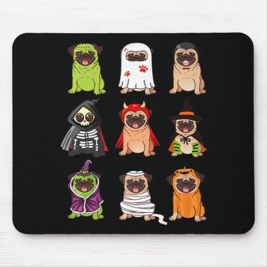 Tapis De Souris Collection de carlins Happy Pugoween Cos Éffrayant (Devant)