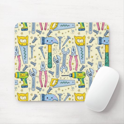 Tapis De Souris Collection d'outils de bricolage Doodle (Avec souris)