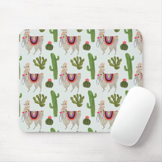 Tapis De Souris Collection Llamarama | Cactus & Llama Motif (Avec souris)