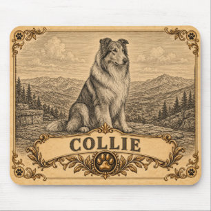 Tapis De Souris Collie, Chien de Patrimoine Vintage