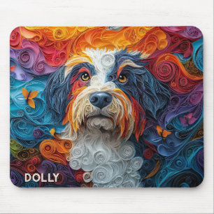 Tapis De Souris Collie Collie Collie Papier Quilling Portrait