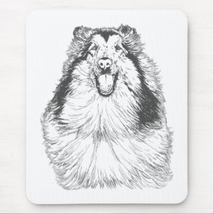 Tapis De Souris Collie Head Study Art