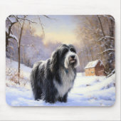 Tapis De Souris Collie Laisser Il Neige Noël (Devant)