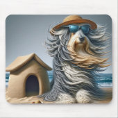 Tapis De Souris Collie Porté Avec Sandcastle Doghouse (Devant)