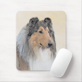 Tapis De Souris Collie (Rough) Peinture - Cute Original Dog Art (Avec souris)