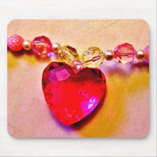 Tapis De Souris Collier de coeur rose