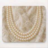 Tapis De Souris Collier de perles sur dentelle d'ivoire (Devant)