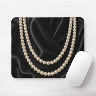Tapis De Souris Collier de perles sur soie noire