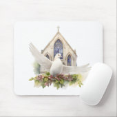 Tapis De Souris Colombe Blanche Avec Église (Avec souris)
