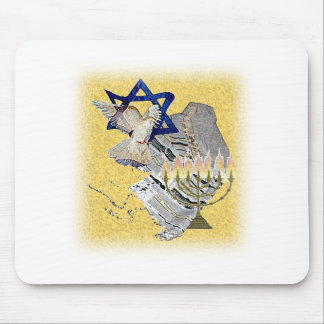 Tapis De Souris Colombe Tallit Menorah avec l'arrière - plan