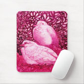 TAPIS DE SOURIS COLOMBES BLANCHES EN FUCHSIA ROSE (Avec souris)
